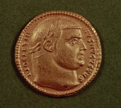 Aureus (obverse) of Diocletian wearing a laurel wreath by Roman